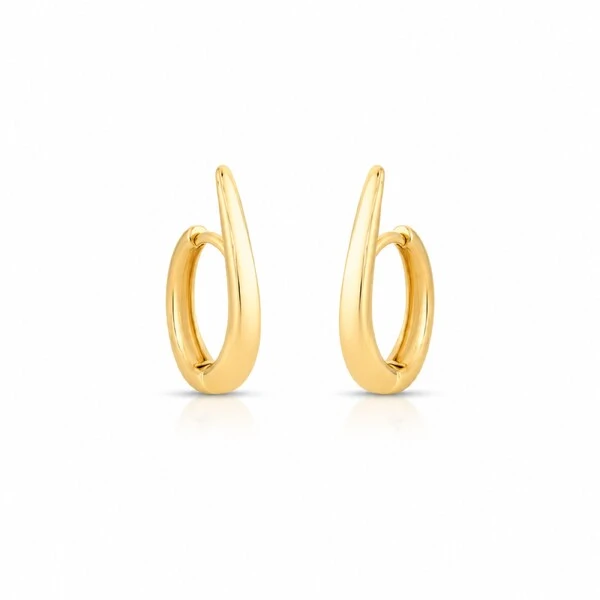 Brinco dourado argola formato anzol com fecho click G