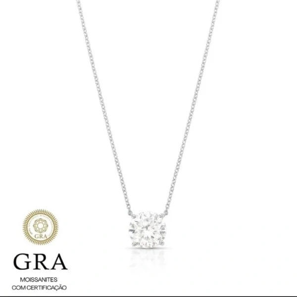 Colar prata 925 ponto de luz MOISSANITE pedra 10mm 4 quilates