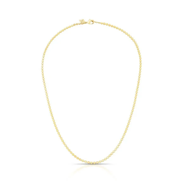 Colar dourado bolinhas lisas achatadas
