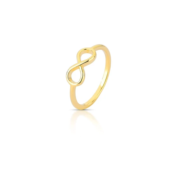 Anel dourado com símbolo do infinito liso e vazado
