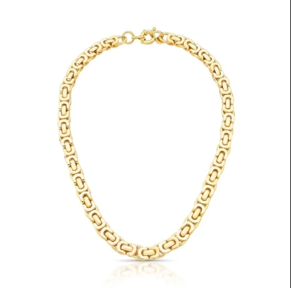 Colar dourado elos chatos e fecho boia