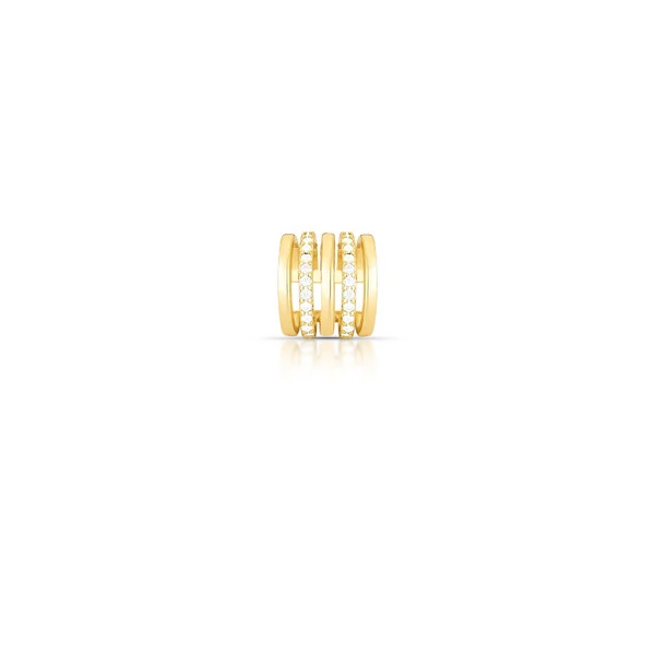 Piercing dourado duas fileiras de zircônias e três lisas