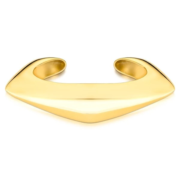 Pulseira bracelete dourado curvo, abaulado e liso