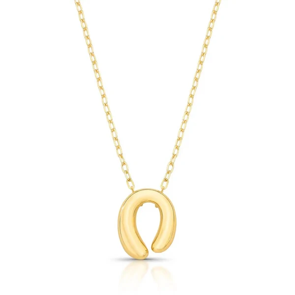 Colar dourado com pingente oval aberto abaulado liso