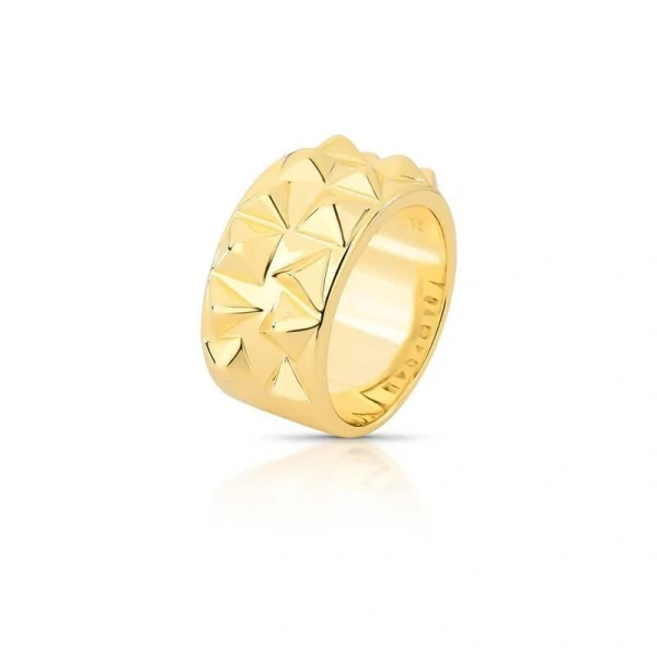 Anel dourado geométrico trabalhado com spikes