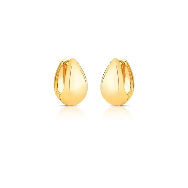 Brinco argola dourada estilo gota abaulada lisa M