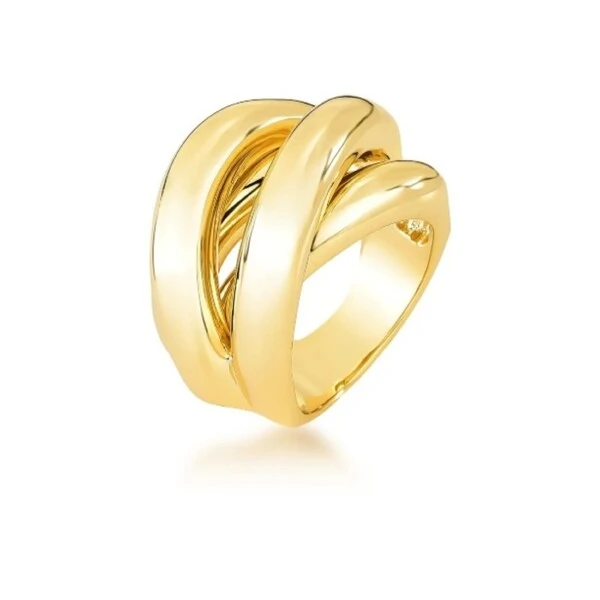 Anel dourado entrelaçado maxi liso