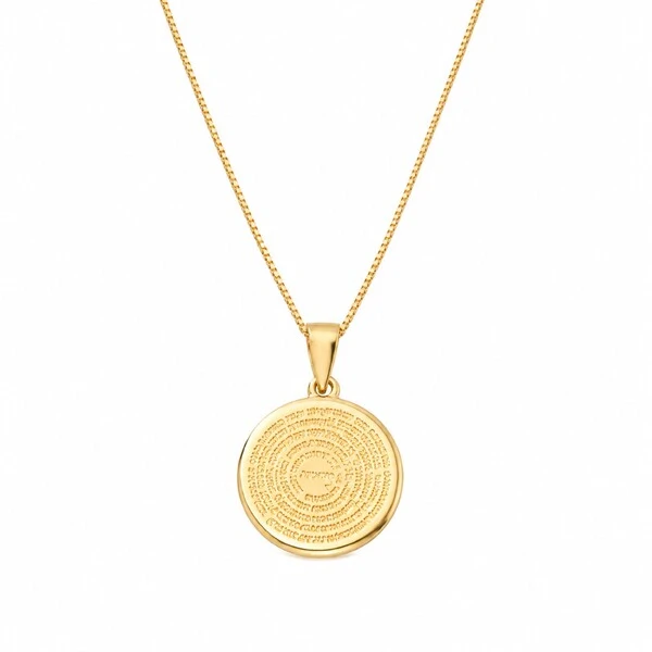 Colar dourado corrente veneziana com pingente oração Pai Nosso