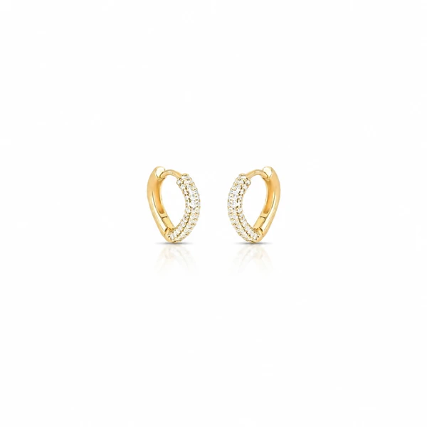 Brinco argola triangular frente cravejada fecho click P