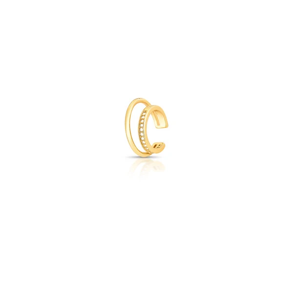 Piercing dourado uma voltas slim uma fileira de zircônias