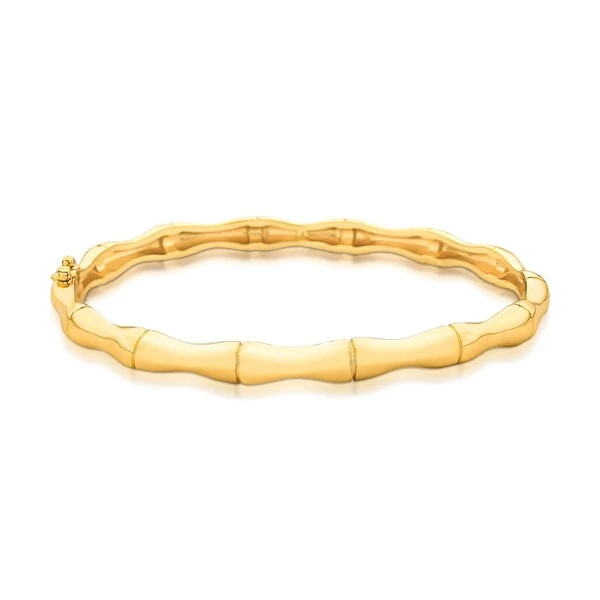 Pulseira bracelete dourado liso estilo bambu abaulado