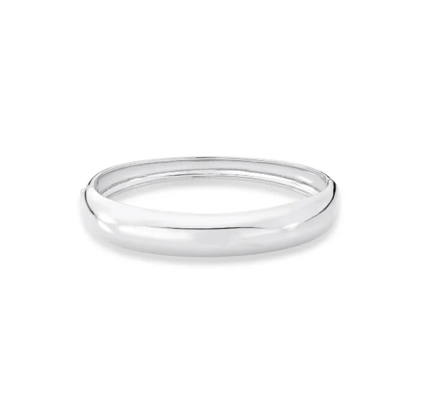 Pulseira bracelete ródio branco abaulado liso