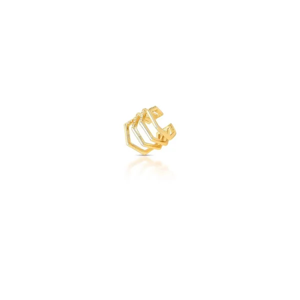 Piercing dourado geométrico 4 fileiras cravejadas