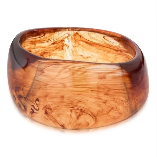 Pulseira bracelete resina marrom mescla largo