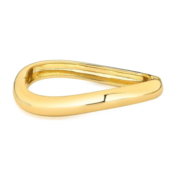 Pulseira bracelete dourado fecho click e design liso abaulado e curvo