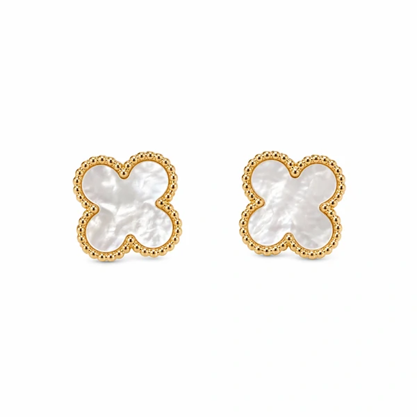 Brinco dourado trevo madrepérola inspired