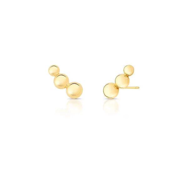 Brinco dourado ear cuff 3 esferas
