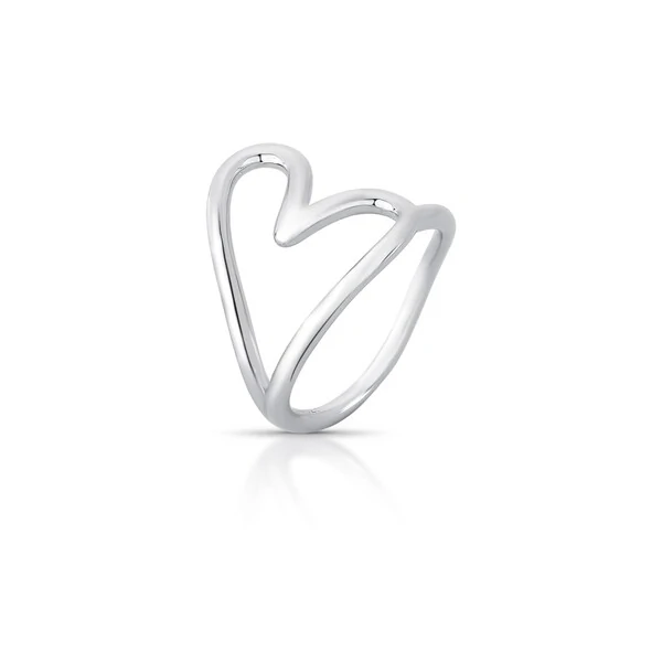 Anel prata 925 coração de lateral vazado