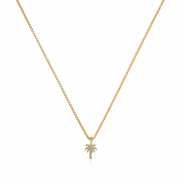 Colar dourado pingente coqueiro cravejado inspired