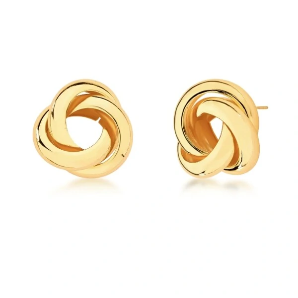 Brinco dourado nó envolvente liso maxi