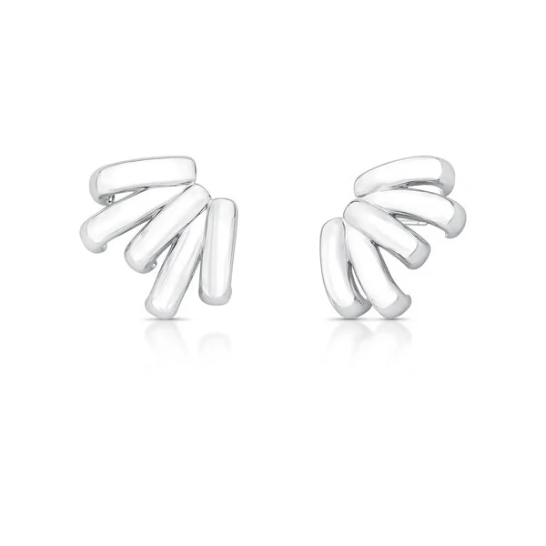 Brinco ear cuff ródio branco lins 5 filetes lisos