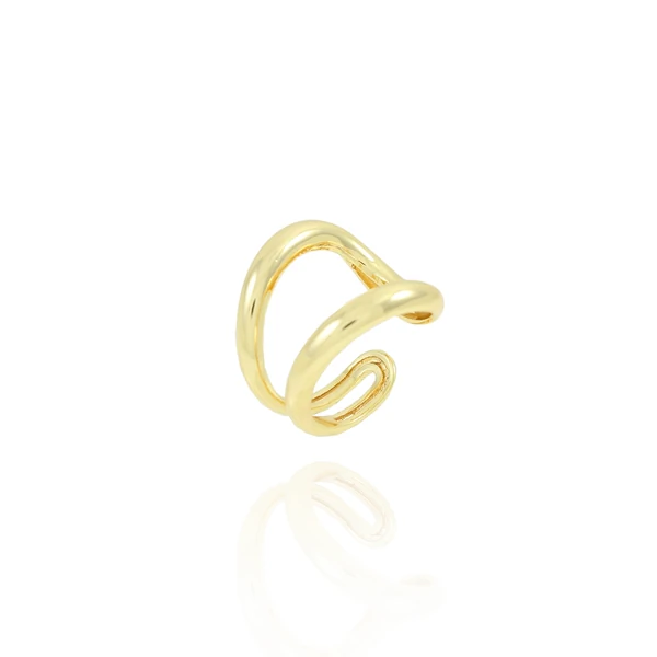 Anel dourado regulável 2 linhas vazadas