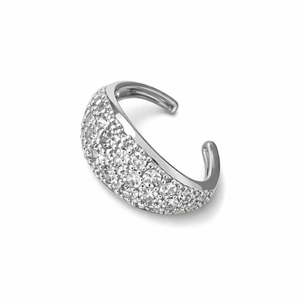 Piercing ródio branco ovalada cravejada tereza
