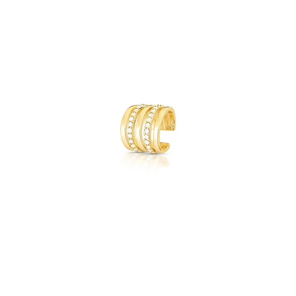 Piercing dourado duas fileiras de zircônias e três lisas