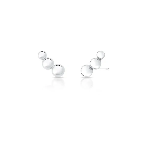 Brinco ródio branco ear cuff 3 esferas