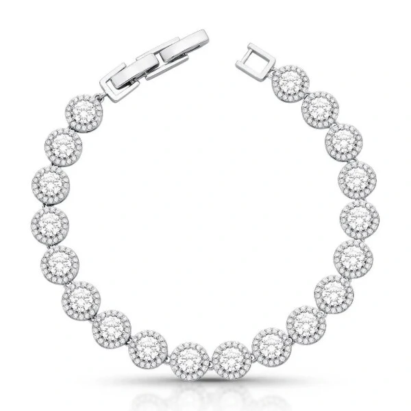 Pulseira riviera ródio branco ovais cristal