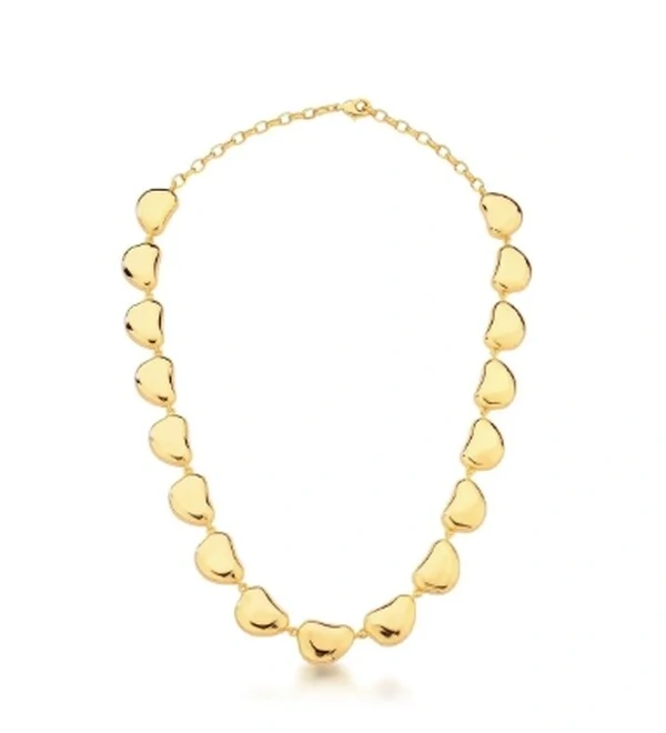 Colar dourado ovais curvos e lisos dispersos 50cm