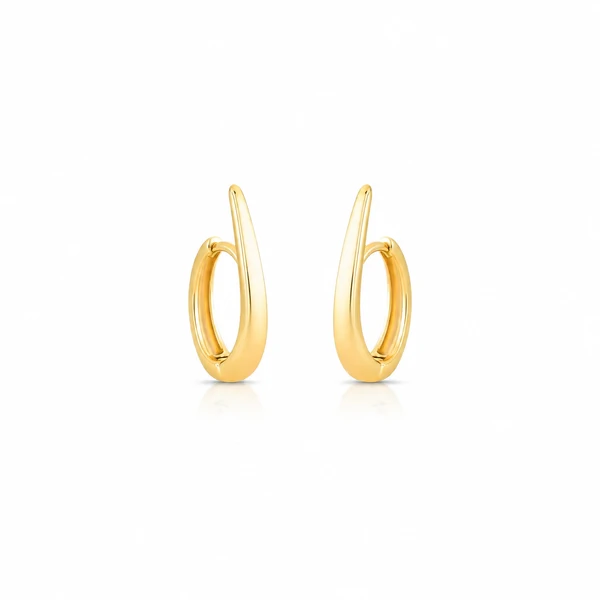 Brinco dourado argola formato anzol com fecho click M