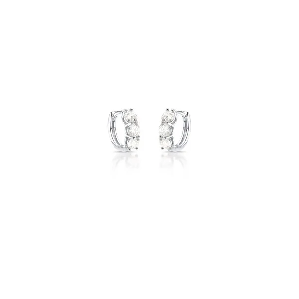 Brinco argola prata 925MOISSANITE 3 pedras 4mm 1.8 quilates
