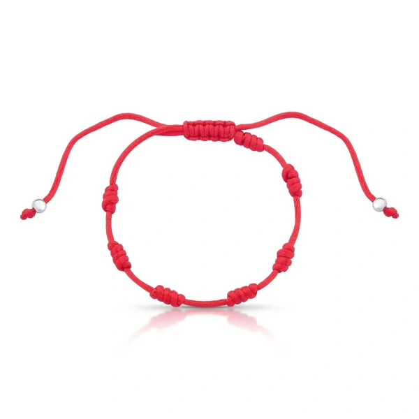 Pulseira 7 nós prata 925 trançada em fio encerado com esferas lisas