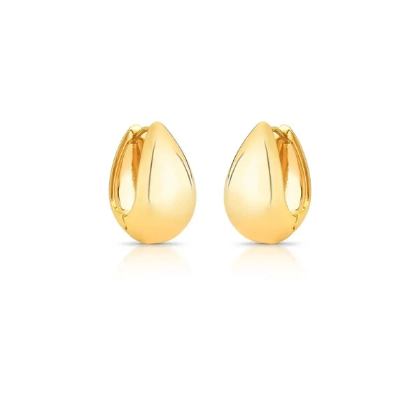 Brinco argola dourada estilo gota abaulada lisa G