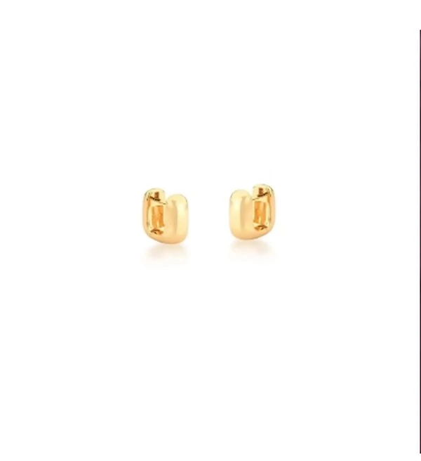 Brinco argola dourada quadrada abaulada lisa P