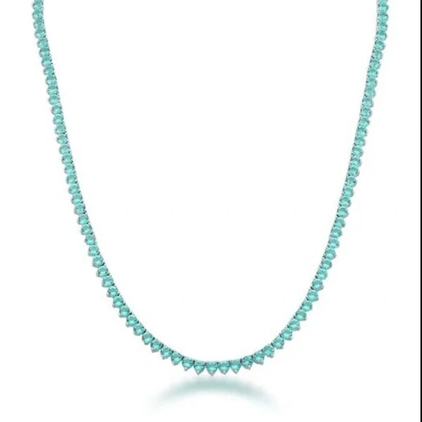 Colar riviera ródio branco trama rígida 3 garras zircônias turmalina de 3mm