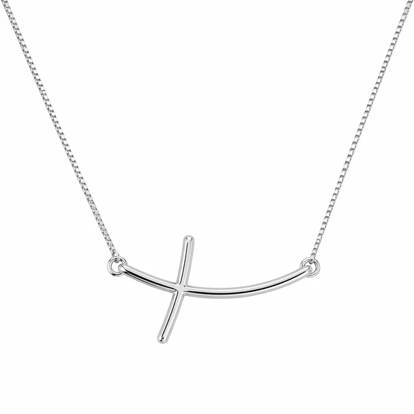 Colar ródio branco cruz lisa slim