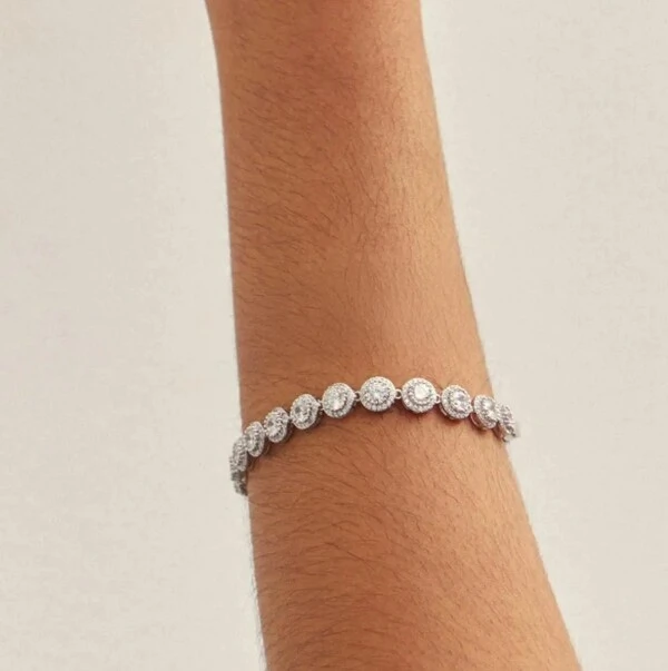 Pulseira riviera ródio branco ovais cristal