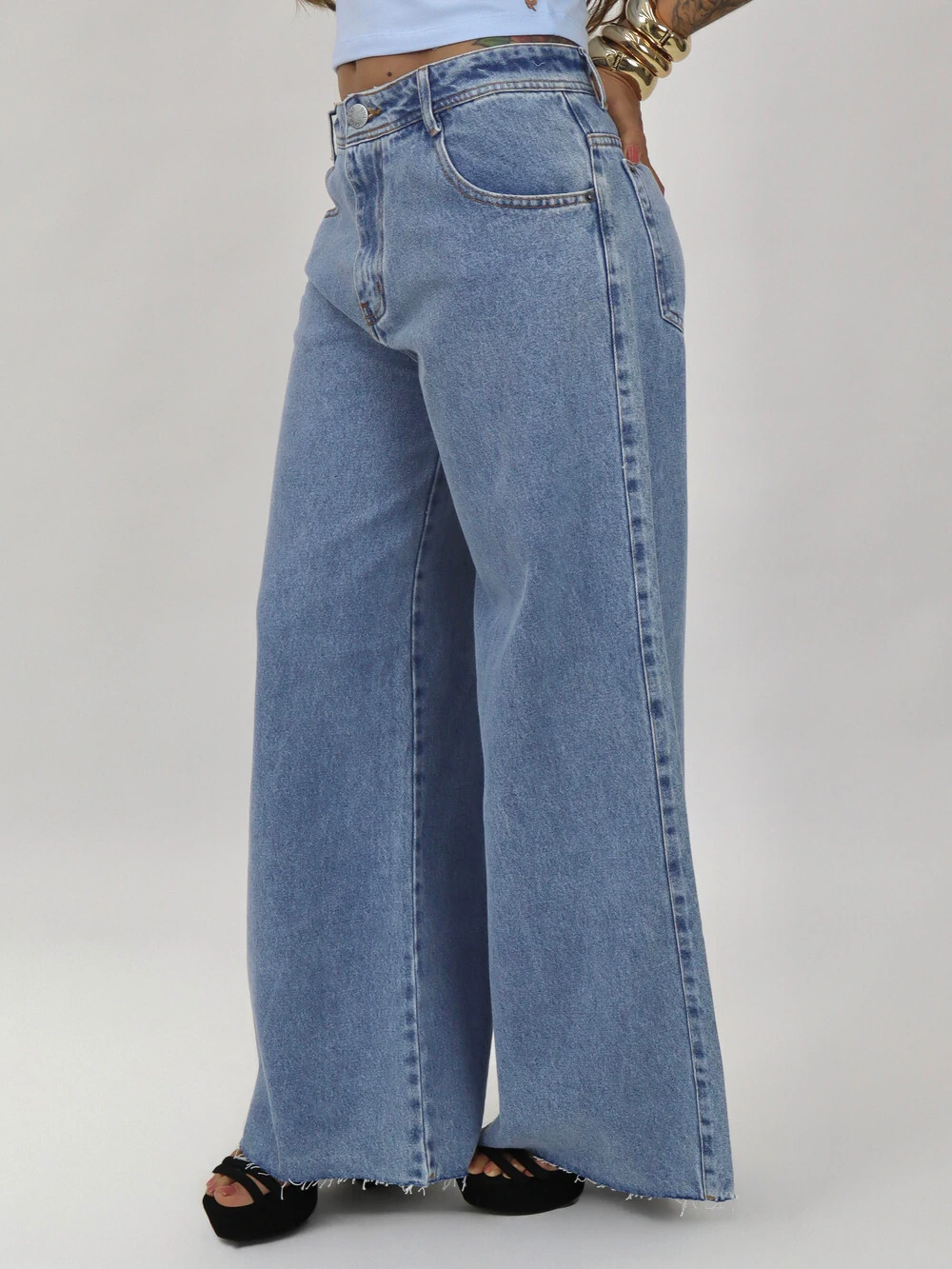 FotoCalça Wide Leg Cós Baixo