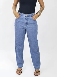 Calça Mom Cós Alto com Bainha