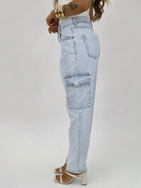 Calça Jeans Balloon Bolso Cargo Algarve