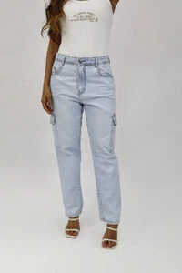 Calça Jeans Balloon Bolso Cargo Algarve