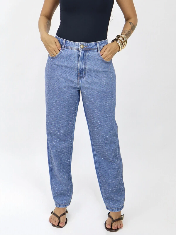 Calça Mom Cós Alto com Bainha