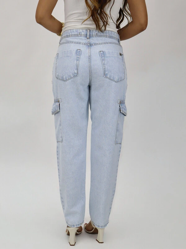 Calça Jeans Balloon Bolso Cargo Algarve