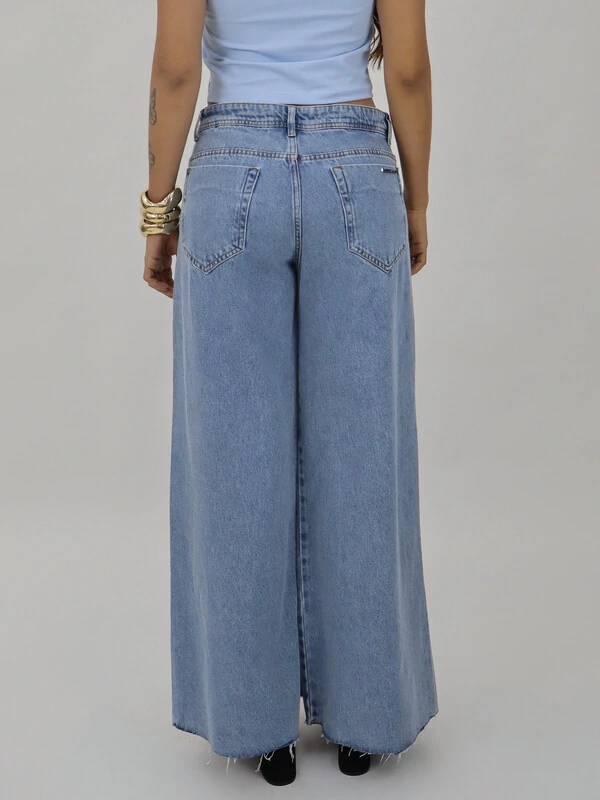 Calça Wide Leg Cós Baixo