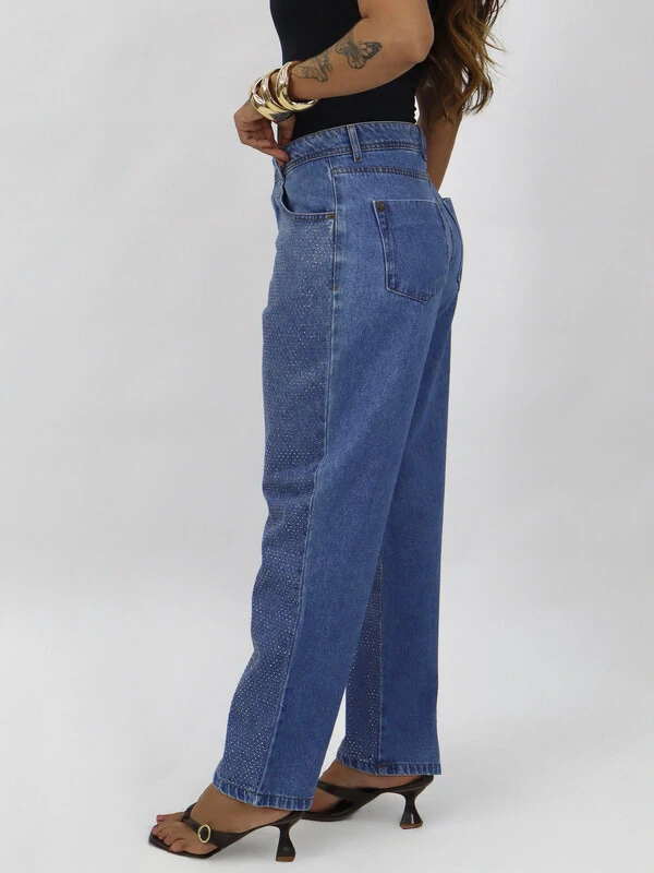 Calça Mom Cós Alto com Bainha