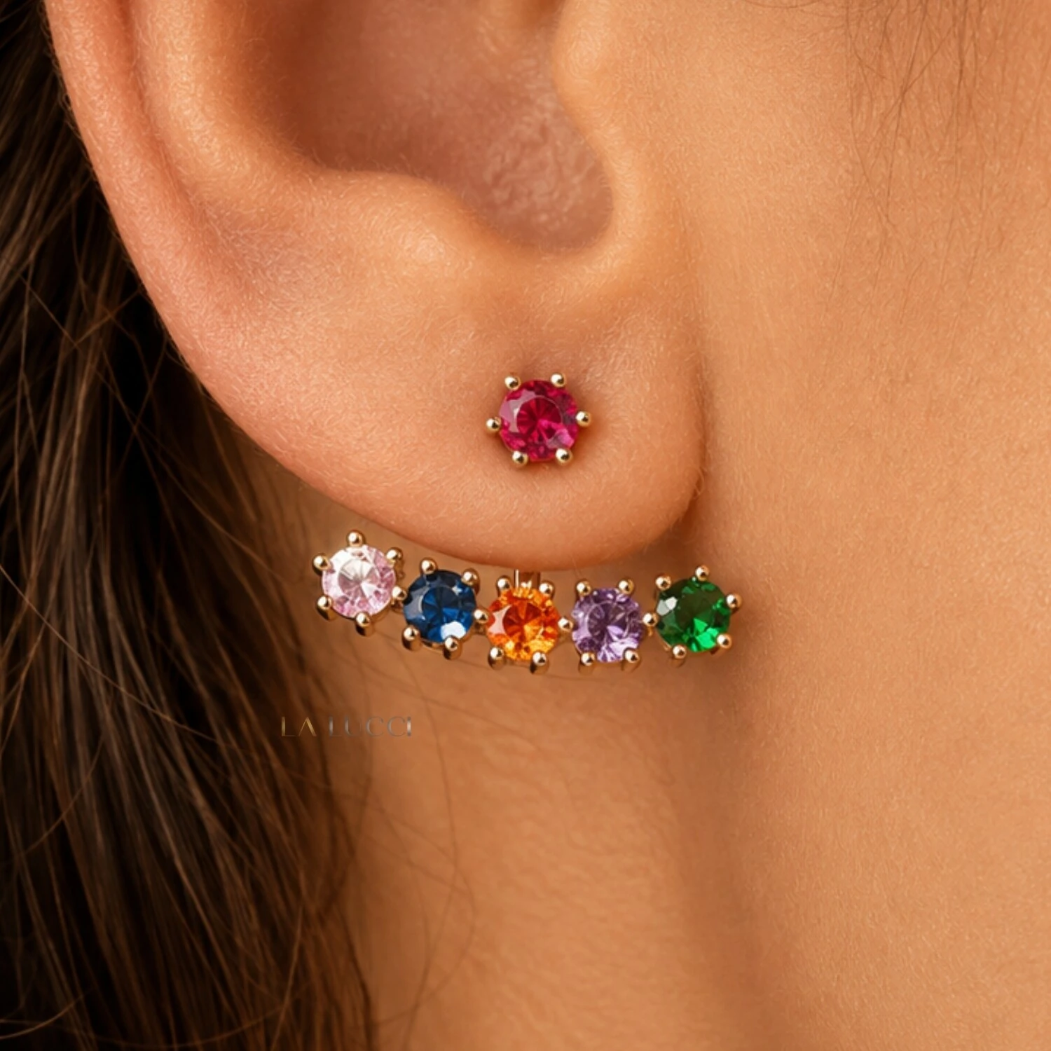 Foto Brinco Ear Jacket Ponto de Luz com Extensor de Pedras