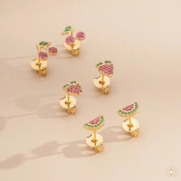 Trio de Brincos Frutinhas com Zircônias