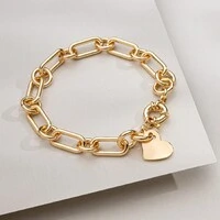 Pulseira de Elos com Pingente de Coração Liso